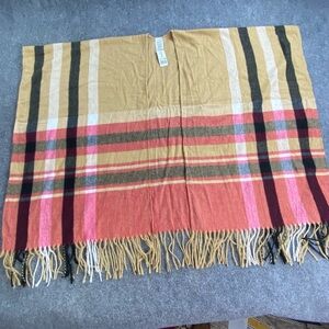 Woolrich Wrap Womens One SZ Plaid Blanket Shawl Fringe‎ Hem Cape Justine Western